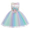Girl's Embroidery Flower Rainbow Tulle Princess Birthday Formal Wedding Dress For 3-13Y - #01
