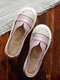 LOSTISY Plus Size Women Loafers Round Toe Casual Hollow Stitching Slip-on Flats - Pink