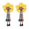 European American Elegant Flowers Tassel Brincos Colorful Étnico Tassel Piercing Dangle Brincos - Amarelo