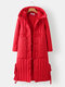 Vintage Printed Long Sleeve Hooded Knotted Coat For Women - Red