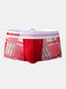Mens Colorful Plaid Boxer Briefs Breathable U Convex Sexy Underwear - Red