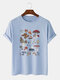 Plus Size Mens Mushroom Species Graphic Print Fashion Cotton T-Shirt - Blue