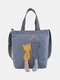 Women Canvas Cat Rabbit Pattern Handbag Shoulder Bag Crossbody Bag - Gray1