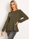 Solid Backless Twisted Long Sleeve Crew Neck T-shirt - Army Green