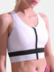 Zip Front Sports Bra Wireless Shockproof Full Coverage For Yoga Gym - White