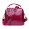 Patent Leather Crocodile Pattern Handbag Shell Solid Leisure Crossbody Bag - Rose Red