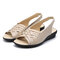 Peep Toe Soft Sole Flat Slingback Sandals For Women - Beige