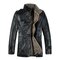 Men's PU Leather Jacket Vintage Slim Fit Plush Thick Warm Winter Coat - Black