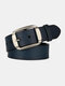 Men Cowhide Solid Color Alloy Pin Buckle Casual Business Belt - Blue