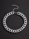 Trendy Hip Hop Geometric-shaped Single Chain Aluminum Necklace - Silver