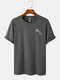 Mens Rose Chest Print Short Sleeve 100% Cotton T-Shirt - Dark Grey