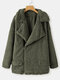 Fluffy Zip Front Lapel Collar Casual Homewear Lamb Coat - Army Green
