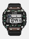 4 Colors Plastic Sports Rectangle Large Screen Display Men Watches Luminous Waterproof Multifunctional Digital Watches - Camouflage Army Green