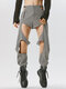 Solide elastische Herrenhose mit Cutout-Design Manschette - Grau