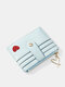 Women Pu Korean Card Bag Heart-shaped Multi Card Position Embroidered Thread Small Wallet Fashion Multifunctional Women's Wallet - Blue