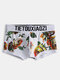 Men Flower Print Boxer Briefs Cotton Comfortable Patchwork White Underwear - #03