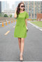 Short-sleeved Loose Temperament Retro Cotton Linen Dress  - Green