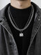 2 Pcs Trendy Fashion Hip-hop Multi-layers Capital Alphabet Letter Shape Titanium Stainless Steel Necklace - W