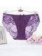 Plus Size Sexy Lace Low Rise See Through Breathable Panties - Purple