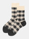 5 Pairs Women Cotton Lattice Pattern Jacquard Breathable Long Socks - #01
