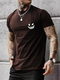 Mens Funny Smile Print Crew Neck Short Sleeve T-Shirts - Brown