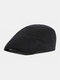 Men Cotton Solid Color Outdoor Leisure Wild Forward Hat Flat Cap - Black