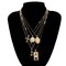 Bohemian Portrait Flower Necklace Multilayer Gold Necklace For Women Sweater Chain  - Gold