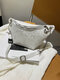 Women Faux Leather Brief Chain Embossing Crossbody Bag Shoulder Bag - White No Chain
