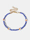 Trendy Hand-woven Handmade Flower Rice Bead Clavicle Chain - Blue