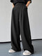 Mens Vertical Striped Pleated Casual Pants - Black