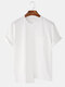 Men Cotton Linen Solid Color Irregular Collar Casual Home T-Shirt - White