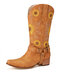 Retro Sunflowers Embroidered Pointed Toe Chunky Heel Harness Cowboy Boots For Women - Yellow