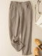 Solid tasca elastica in vita casual Harem Pantaloni per le donne - Cachi