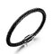 Trendy Titanium Steel Men's Bracelet Hand-knitted Leather Bracelet Punk Jewelry - Black