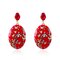 Ethnic Bird Flower Earrings Resin Printer Drop Earrings Retro Earrings For Women - Red