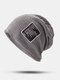 Unisex Woolen Sticker Solid Fashion All-match Sunshade Beanie Hat Knitted Hat - Gray
