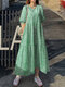 Floral Print Pocket Half Sleeve Ruffle Casual Maxi Dress - Green