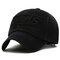 Men's Washed Embroideried Sports Letter Cotton Baseball Cap Outdoor Sunshade Snapback Hats - Black