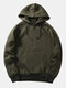 Mens Plain Style Solid Color Muff Pocket Drawstring Hoodies - Army Green