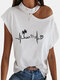 Printed Short Sleeve Halter T-shirt For Women - #02