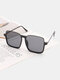 Unisex Metal Oversized Square Half-frame Anti-blue Light Anti-UV All-match Sunglasses - Black Frame Gray Lenses