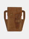 Men EDC Genuine Leather Retro 6.5 Inch Phone Bag Belt Sheath Waist Bag Wallet - Light Coffee