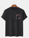 Mens Plum Bossom Chest Print Cotton Short Sleeve T-Shirts - Black