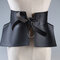 Pu Leather Corset Belts for Ladies High Waistband Bowknot Women Dress Waist Belt  - Black
