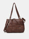 Vintage Faux Leather Waterproof Crossbody Bag Multi-pocket Large Capacity Handbag Tote - Coffee