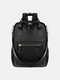 Women Nylon Brief Large Capacity Multifunction Solid Color Backpack - Black