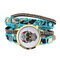 Ethnic Colorful Skull Pattern Multilayer Wrist Watch Lady Bracelet Digital Watch - Sky Blue