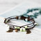 Vintage Charm Bracelet Wax Rope Ceramics Leaves Small Bell Charm Bracelet Ethnic Jewelry for Women - #7