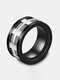 Trendy Simple Hollow Inlaid Cable Steel Wire Circle-shaped Stainless Steel Ring - Black
