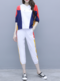 Women's Large Size Two-piece Pants Stitching Hooded Shirt Nine Pants Casual Suit - White
